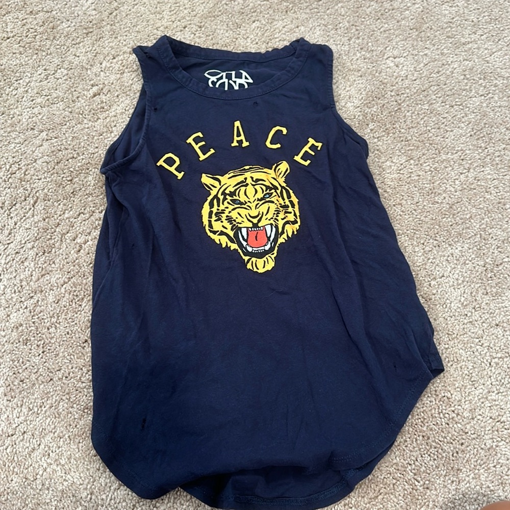 Chaser distressed tiger tank top